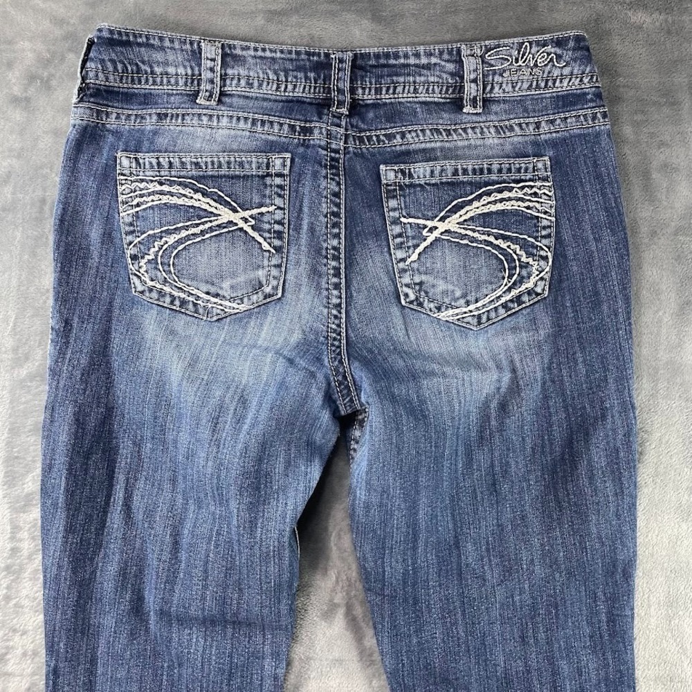 Silver Jeans Womens 36x29 Suki Boot Cut Blue Denim Thick Stitch Medium Wash - Picture 6 of 10
